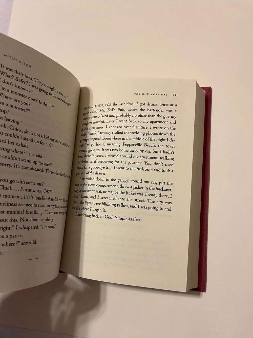 Mitch Albom For One More Day First Edition Hardcover Book Red Maroon 7.5